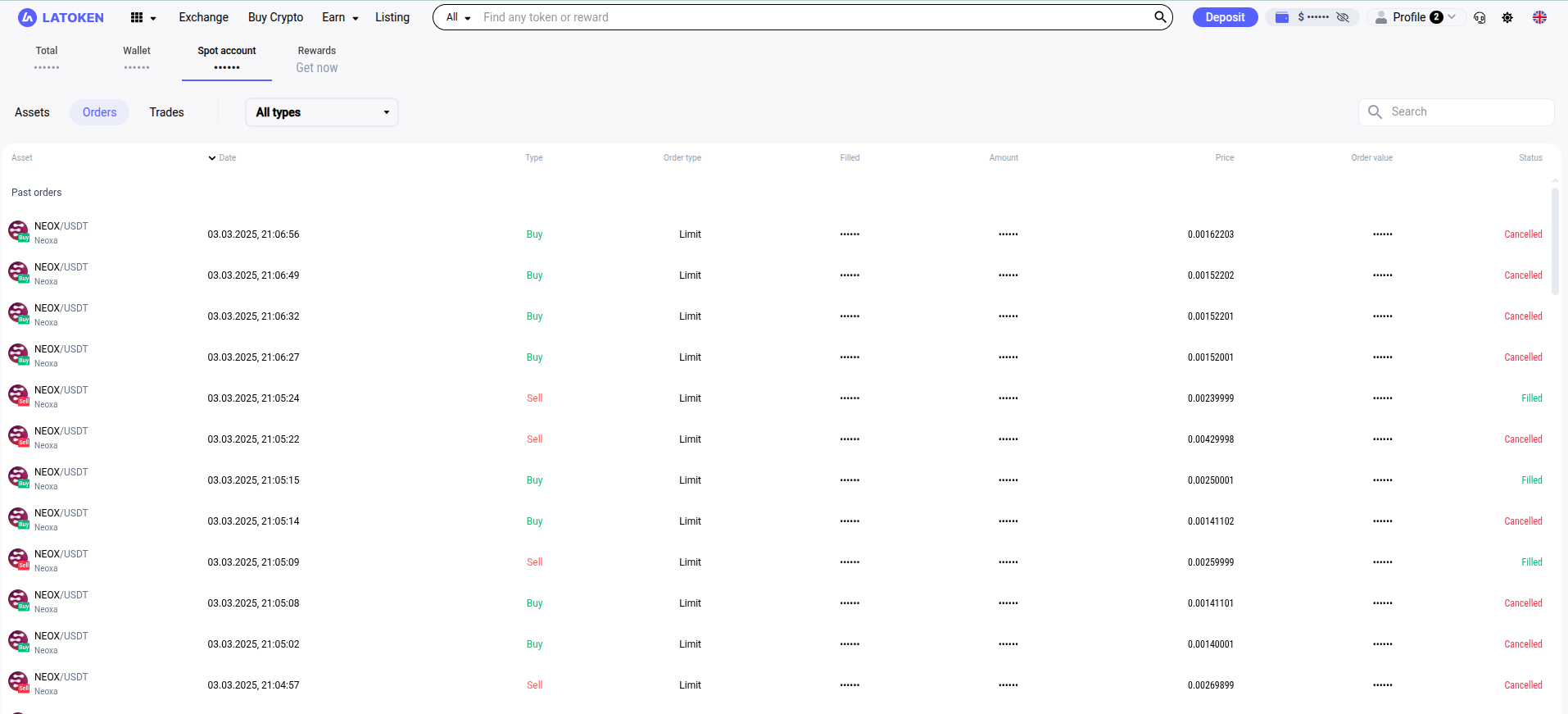 Order book and signals overview